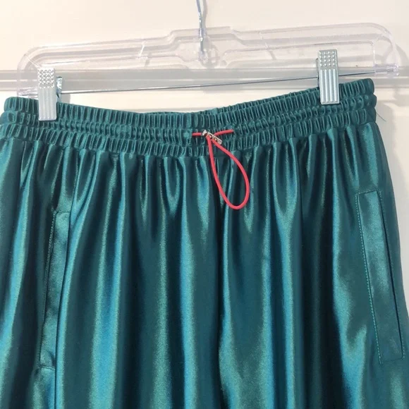 MM Designs Emerald Green Satin Pants w/ Yellow Heart Detail - Picture 8 of 12